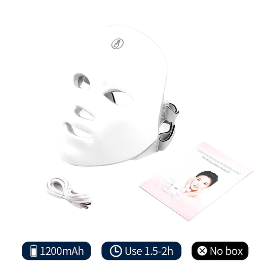 7 Colors Photon Facial LED Mask Red Light Therapy anti Aging Face Neck Beauty Mask Relaxation Treatment Anti-Wrinkle Skin Care